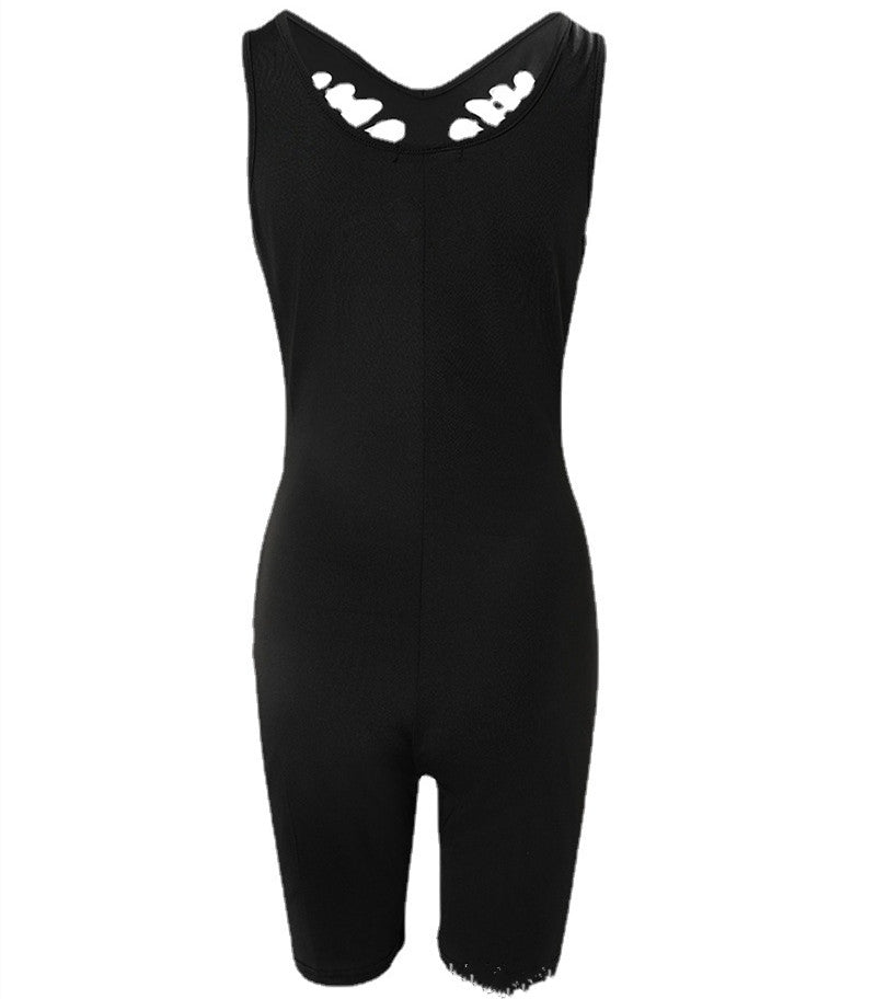 Women's Hollow Sleeveless Tight Jumpsuit