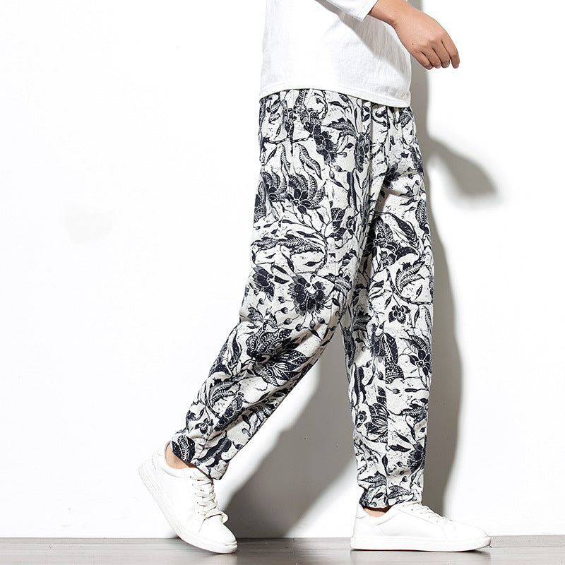 New Casual Trousers Men's Youth Loose Version Cotton And Linen Men's Clothing