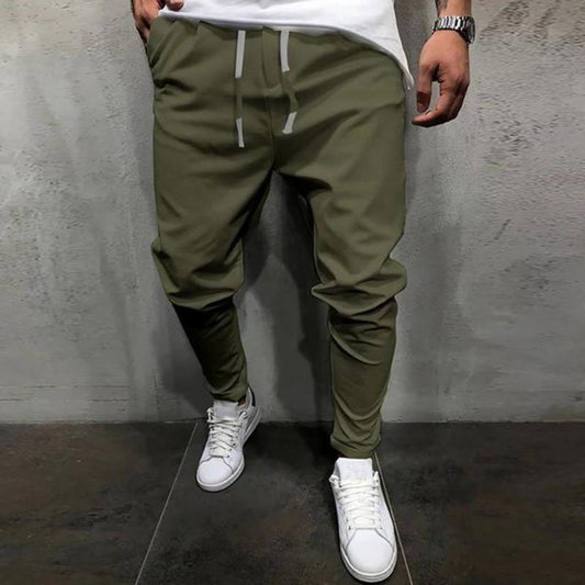 Men's Pants Solid Color Cropped Pants With Elastic Band Glamour Gale