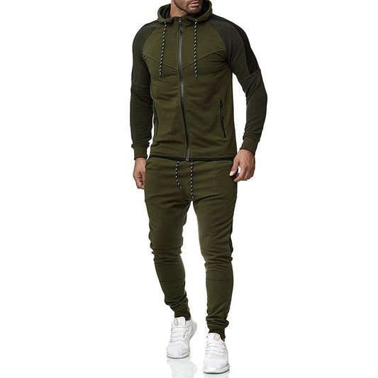 Men's Personalized Slim Striped Stitching Hooded Sweatpants Sweatpants Glamour Gale