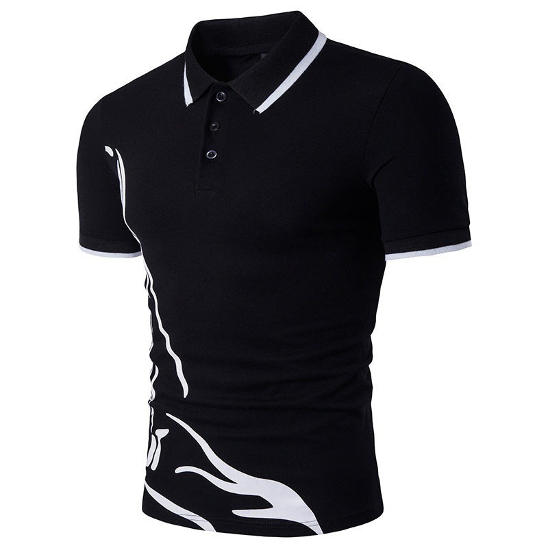 Mens Printed Lapel Short-sleeved T-shirt Glamour Gale