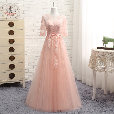 New Spring And Autumn Wedding Mid-Length Banquet Evening Dress In Sleeves For Girlfriends And Bridesmaid Dresses Glamour Gale