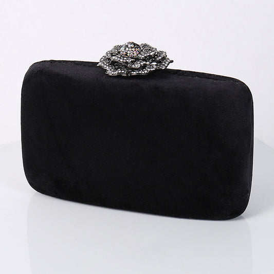 New Diamond Decoration Evening Bag PU Flannel Clutch Bag Chain Satchel Banquet Dress Bag Party Evening Gift Bag Evening Bag Glamour Gale