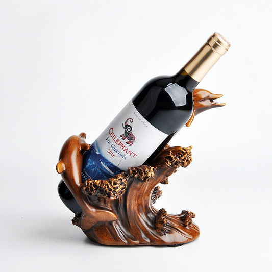 Resin Home Decorations Imitation Bronze Crafts European Style Dolphin Wine Rack Decorations Glamour Gale