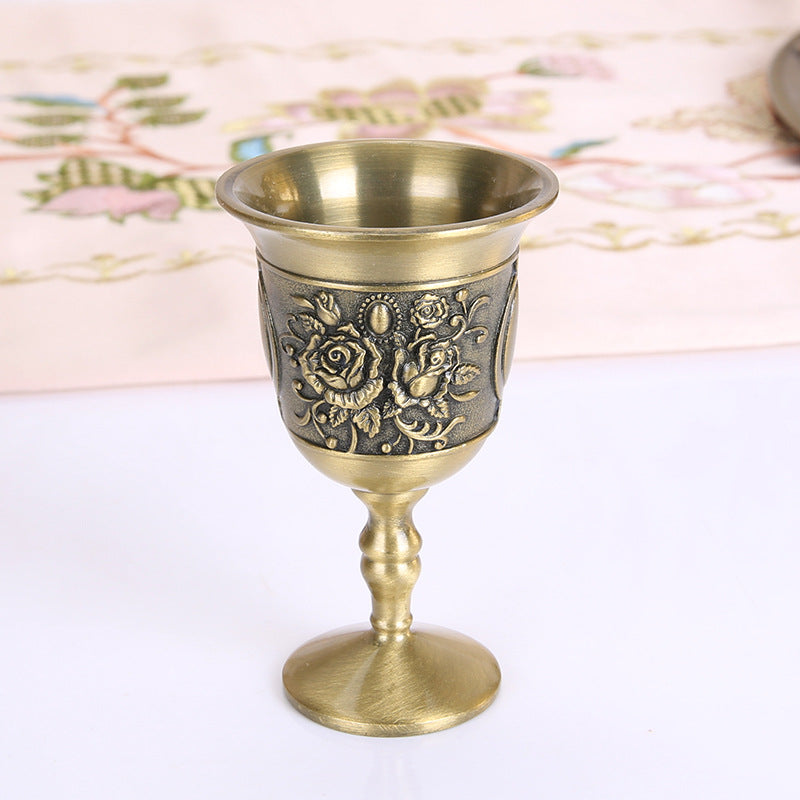 European Style Old Wine Glass, Alloy Antique Wine Set, Goblet, White Wine Glass