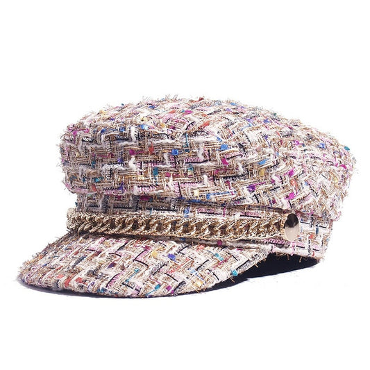 Ladies peaked cap octagonal cap fashion military cap