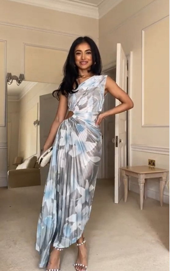 Women's Fashionable One-shoulder Printed Dress