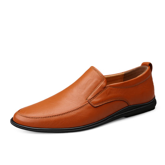 Men's Flat Driving Lazy Four Seasons Cowhide Leather Shoes