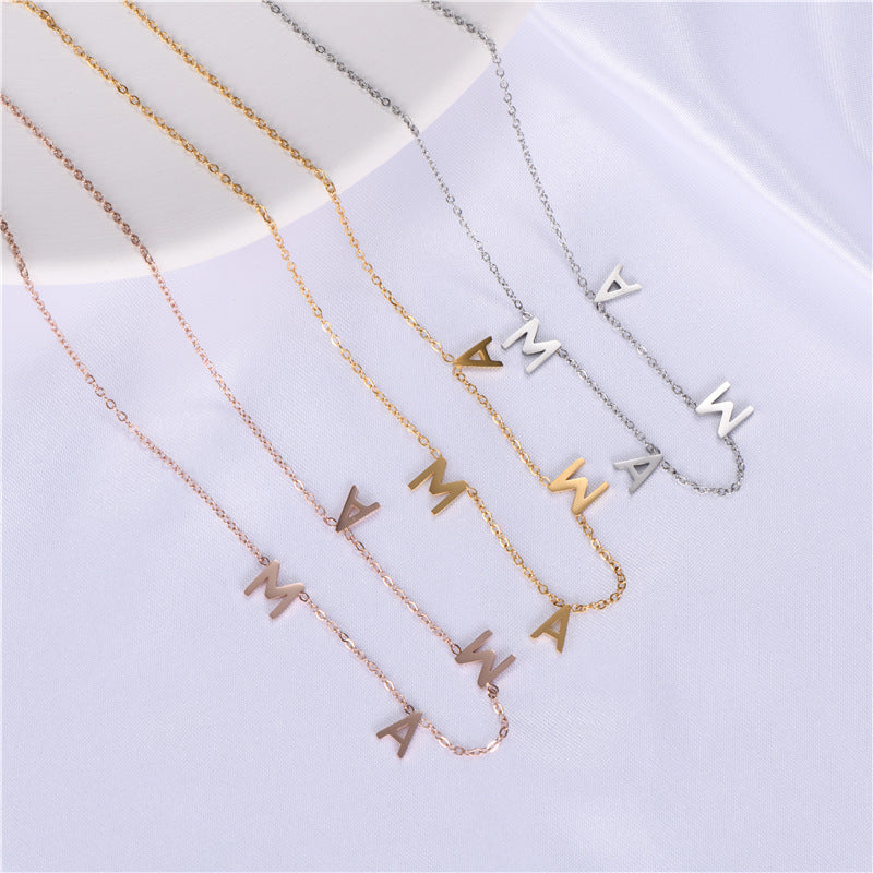 Stainless Steel Titanium Necklace Small Letter
