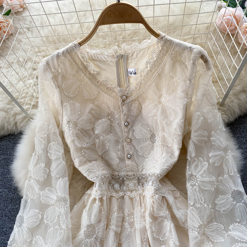 Thin Over The Knee Long Sleeve Dress