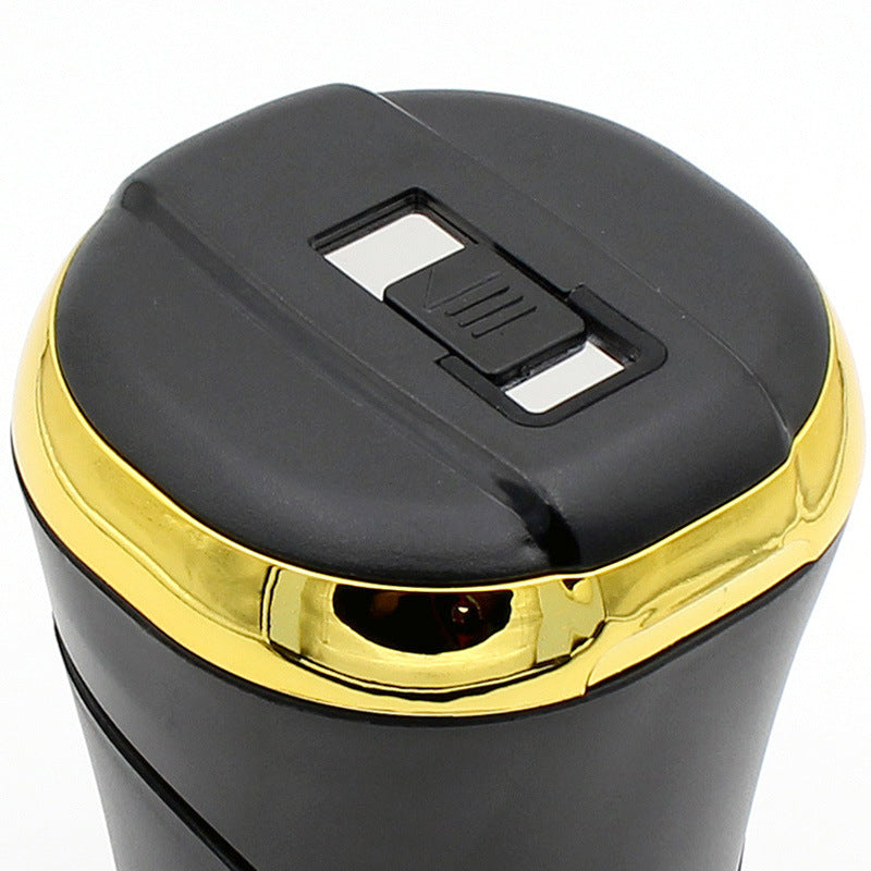 Push-pull Lighter Accessories Smokeless Detachable USB Rechargable Car Ashtray Home Portable Smell Proof With Lid LED Blue Light Glamour Gale