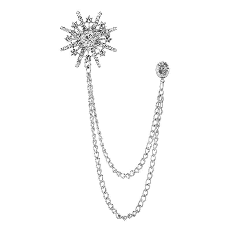 New Men's Suit Brooch Octagonal Star Chain Tassel High-end Suit Formal Dress Accessories