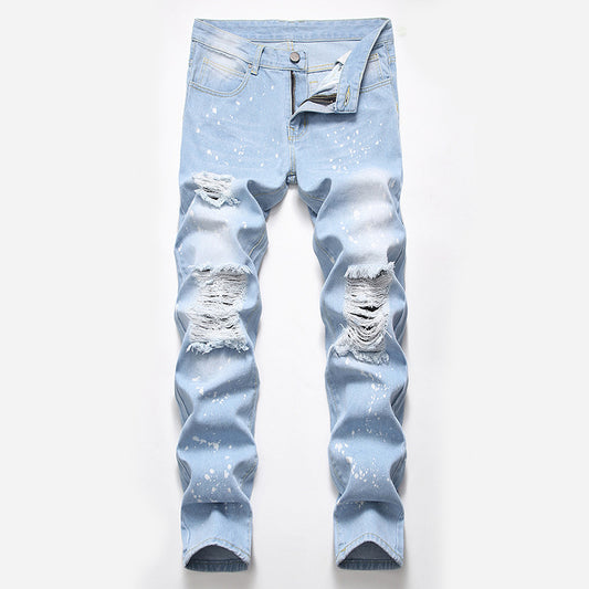 Summer Light Blue Plus Size Ripped Jeans