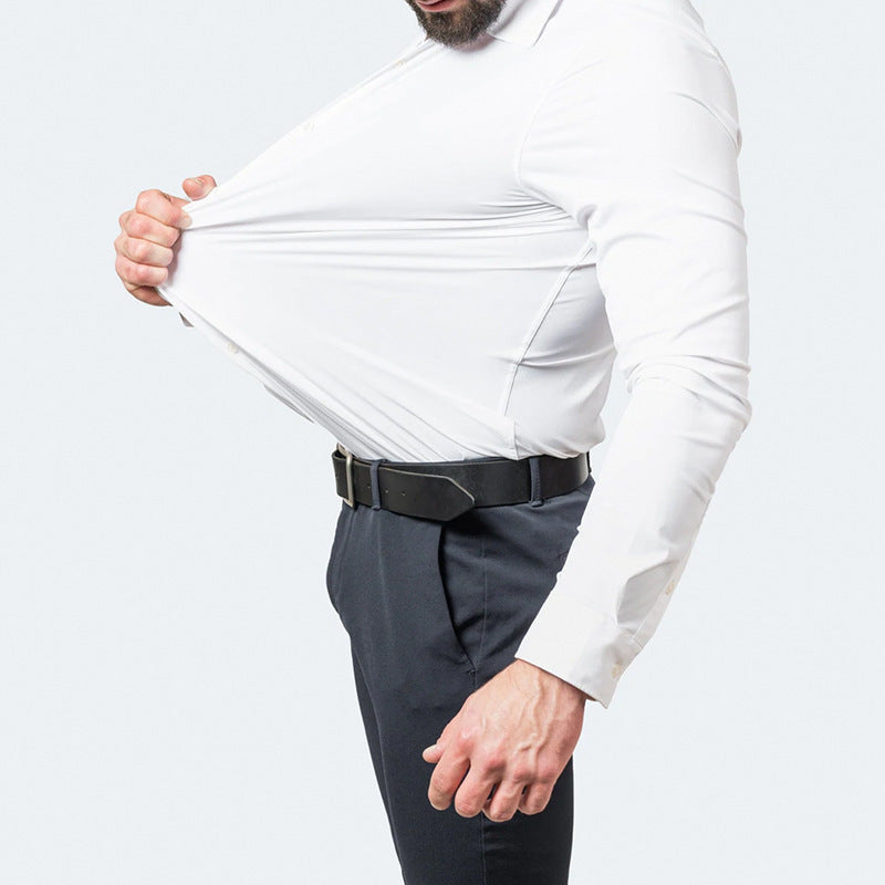 Full Elastic Force Shirt Men's Non-ironing Anti-wrinkle Simple Business Thin Shirt Men