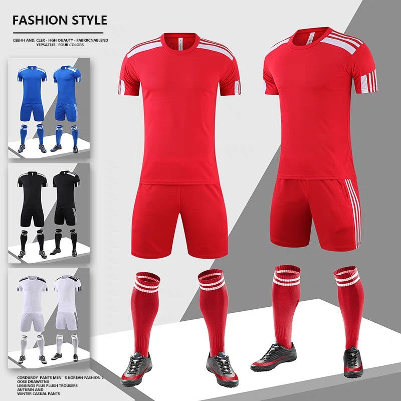 Soccer Uniform Breathable Sports Suit Short Top Cropped Pants Slim Fit Quick Drying Clothes Men's Clothing