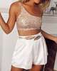 Camisole One-Shoulder Tube Sequin Mini Tank Top