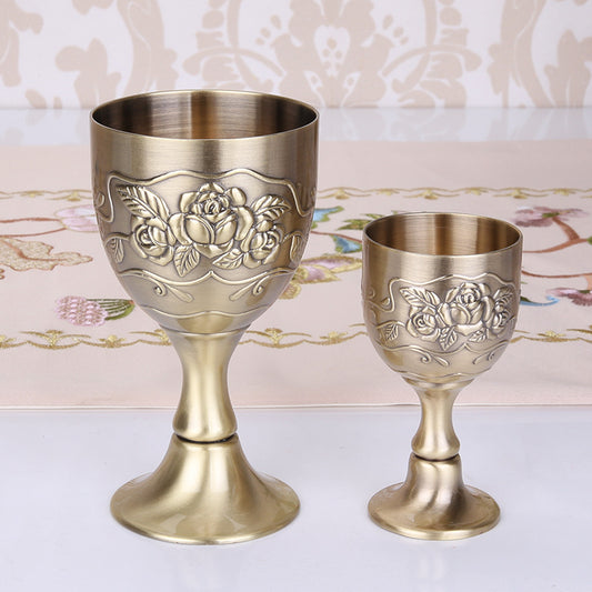 European Style Old Wine Glass, Alloy Antique Wine Set, Goblet, White Wine Glass