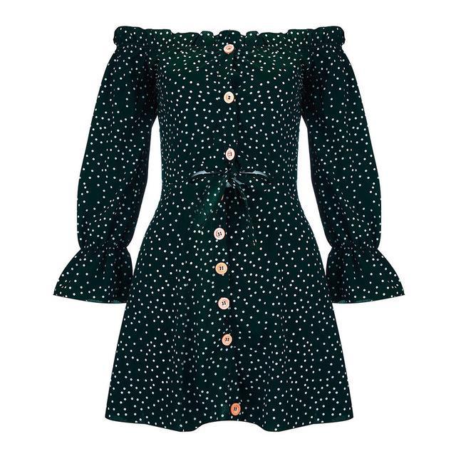 Women's Creative Print Word Neck Long Sleeve Skirt