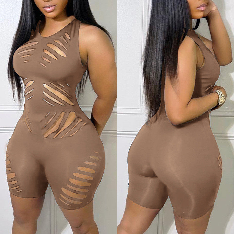 Women's Hollow Sleeveless Tight Jumpsuit
