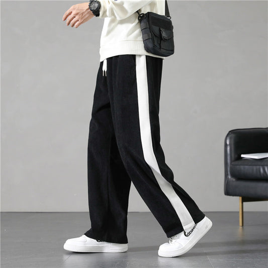 Loose Plus Size Straight Ankle Tied Contrast Color