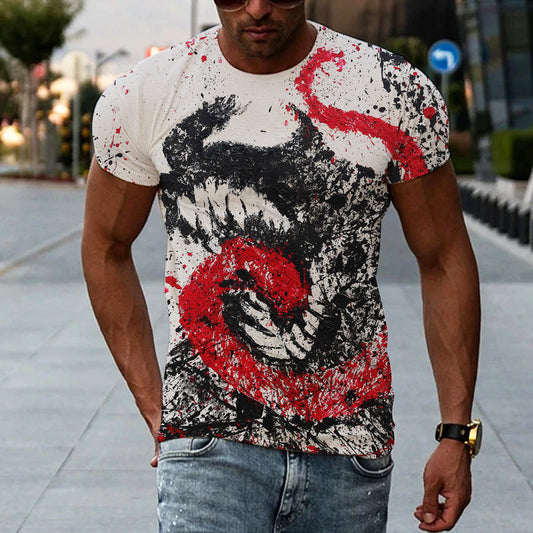 New Men's Printed 3D T-shirt Short Sleeve Glamour Gale