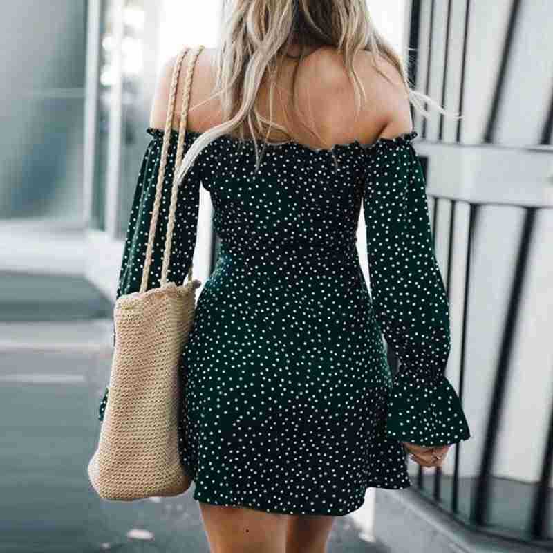 Women's Creative Print Word Neck Long Sleeve Skirt