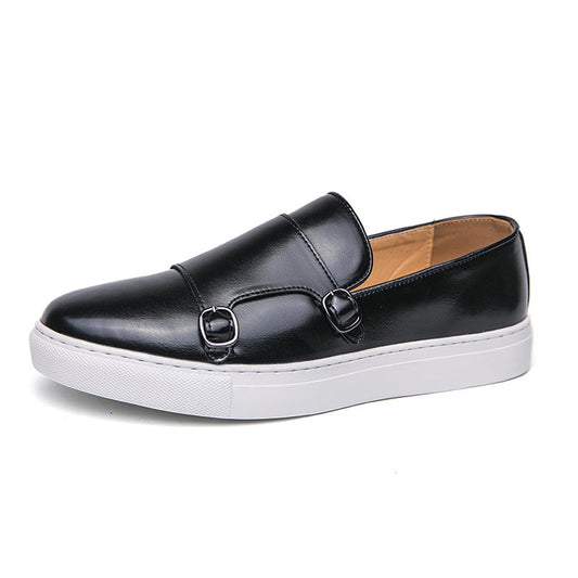 Men's Fashion Casual Double Buckle Leather Shoes Glamour Gale