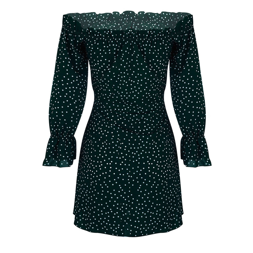 Women's Creative Print Word Neck Long Sleeve Skirt