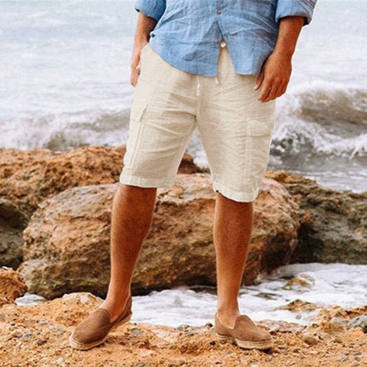 Men's Casual Vacation Beach Hawaiian Cotton Linen Multi-pocket Workwear Shorts Glamour Gale