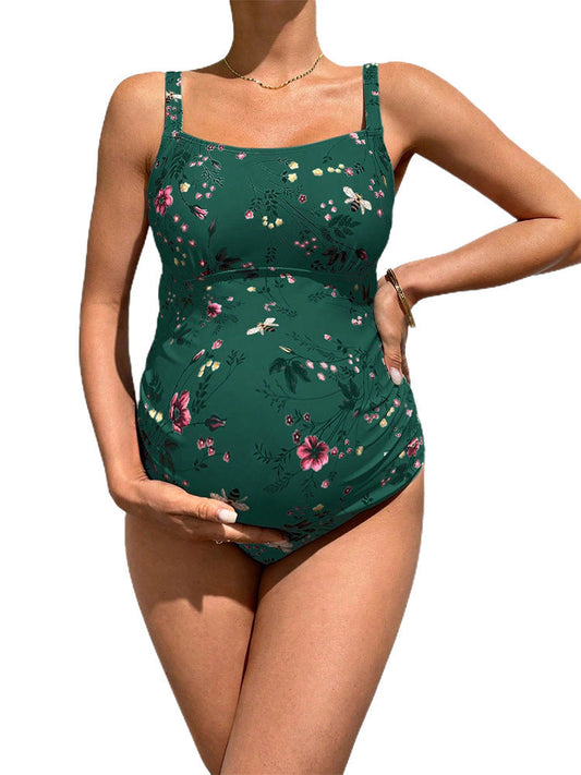 Printed Pregnant Women's One-piece Swimsuit Women's High Waist Sling Glamour Gale