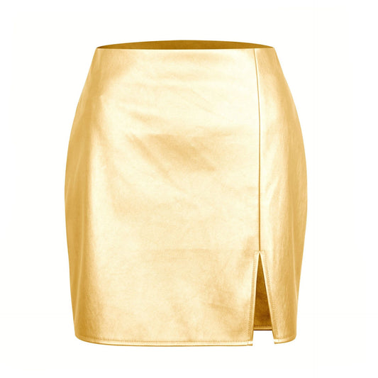 PU Split Leather Skirt Women's High Waist Zipper Glamour Gale