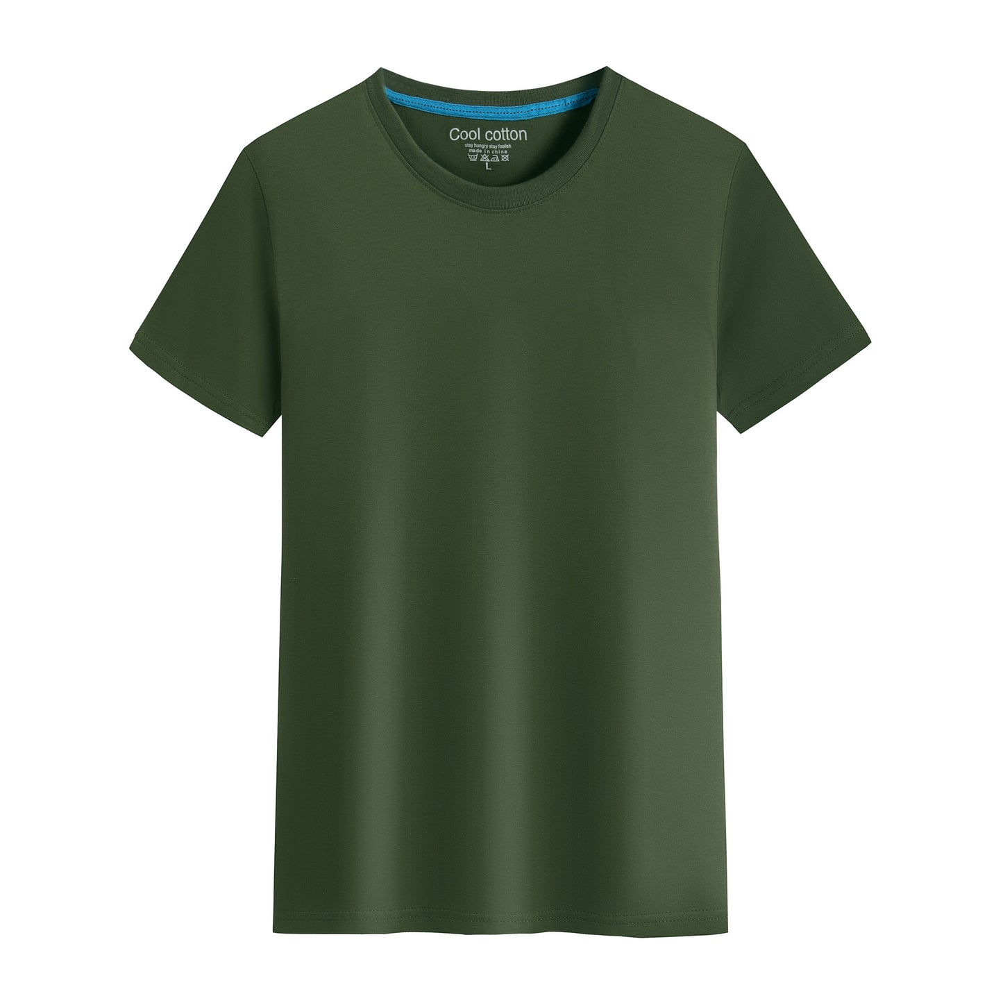 Cotton Blank With No Printed Patterns Round Neck Short T-shirt