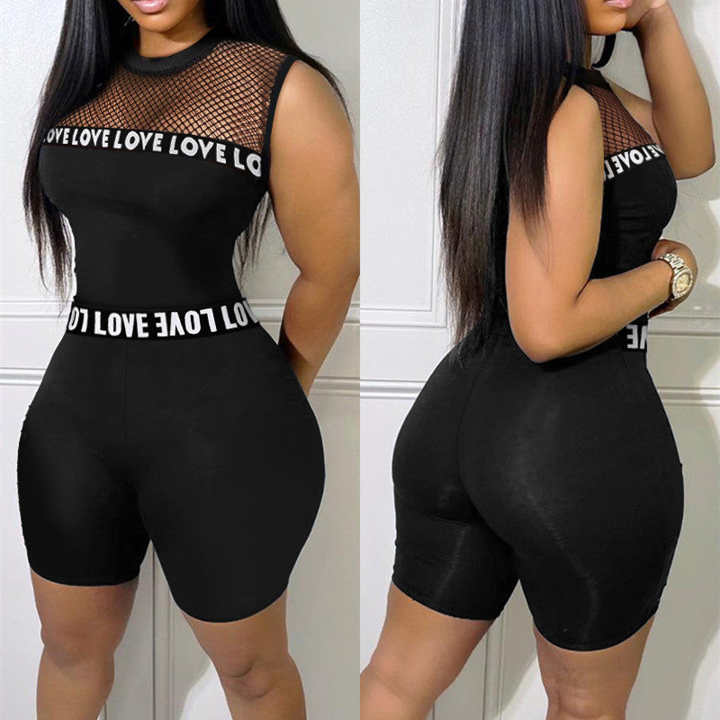 Women's Hollow Sleeveless Tight Jumpsuit