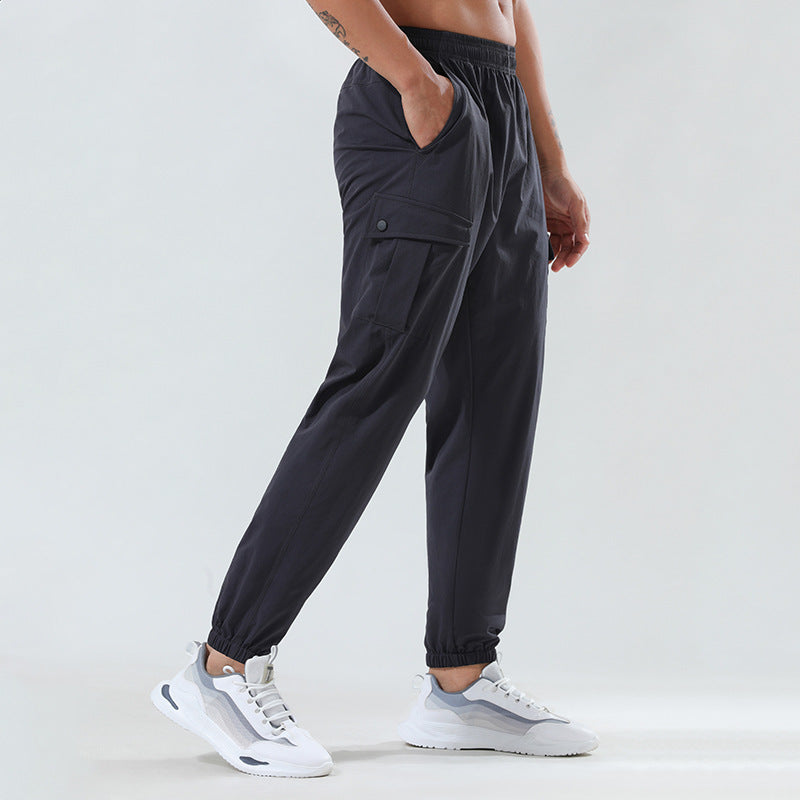 Men's Outdoor Quick-dry Pants Loose Woven Elastic Ankle-tied Fitness Leisure Cargo Trousers