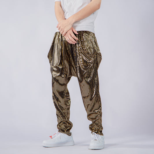 Polka Dot Sequined Shiny Harem Low-grade Baggy Pants Men