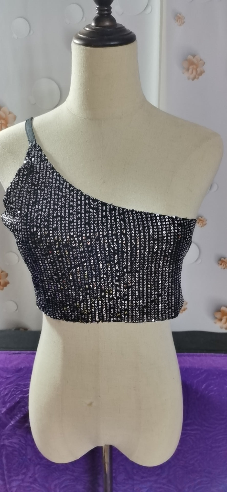 Camisole One-Shoulder Tube Sequin Mini Tank Top