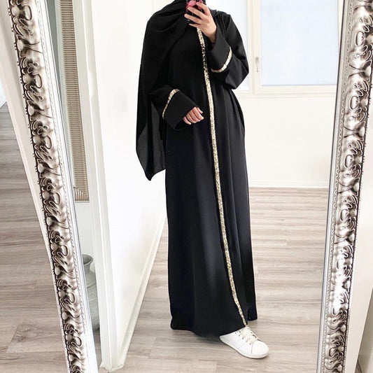 Muslim Women's Wear Robe Stitching Trim Sequins Dress Glamour Gale