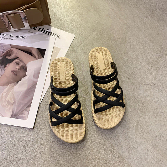 New Style Sandals Women Summer Flat Sandals And Slippers Thick Bottom Beach Women Glamour Gale