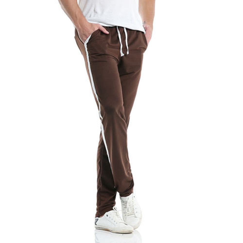 Striped sports straight-leg trousers