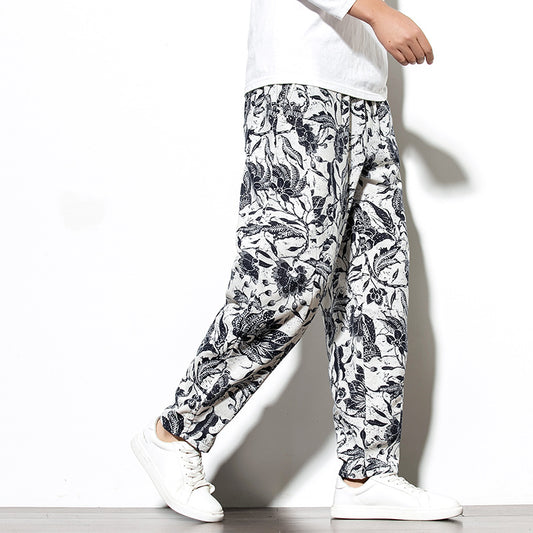 New Casual Trousers Men's Youth Loose Version Cotton And Linen Men's Clothing