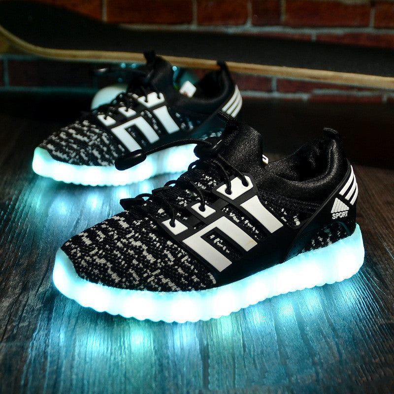 Rechargeable Luminous Shoes Children Shoes USB Colorful Flying Woven Light Shoes Glamour Gale