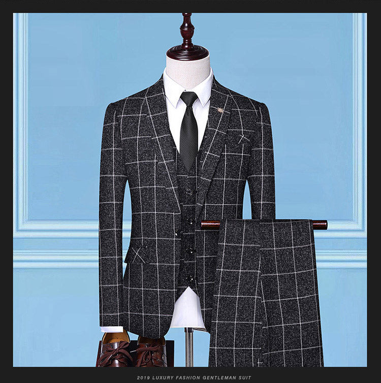 Men'sSuits, Checkered Suits, Three-Piece Suits, Work Suits, Professional Suits, Men's Clothing Trends Glamour Gale