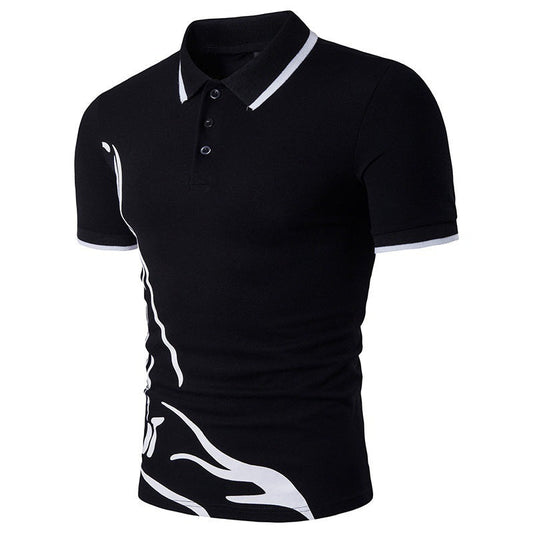 Mens Printed Lapel Short-sleeved T-shirt Glamour Gale