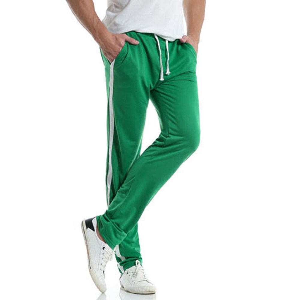 Striped sports straight-leg trousers