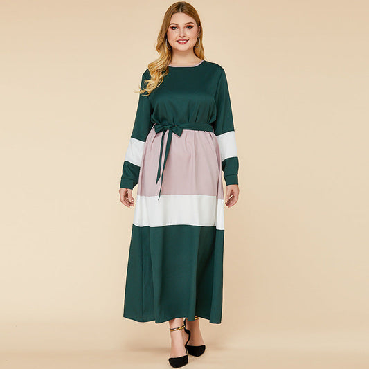Plus Size Women's Color Matching Dresses Glamour Gale