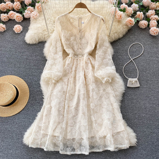 Thin Over The Knee Long Sleeve Dress