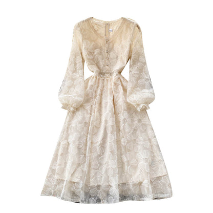 Thin Over The Knee Long Sleeve Dress