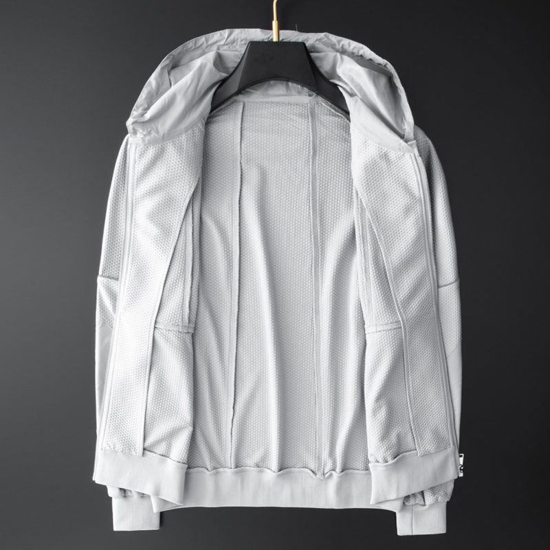 Men's Honeycomb Mesh Stretch Slim-fit Hood Two-piece Set