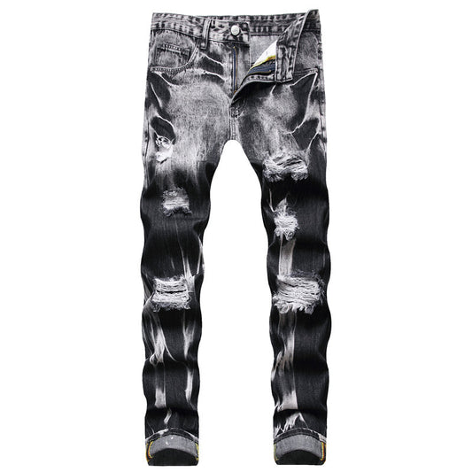 Men's Plus Size Straight Ripped Casual Trousers