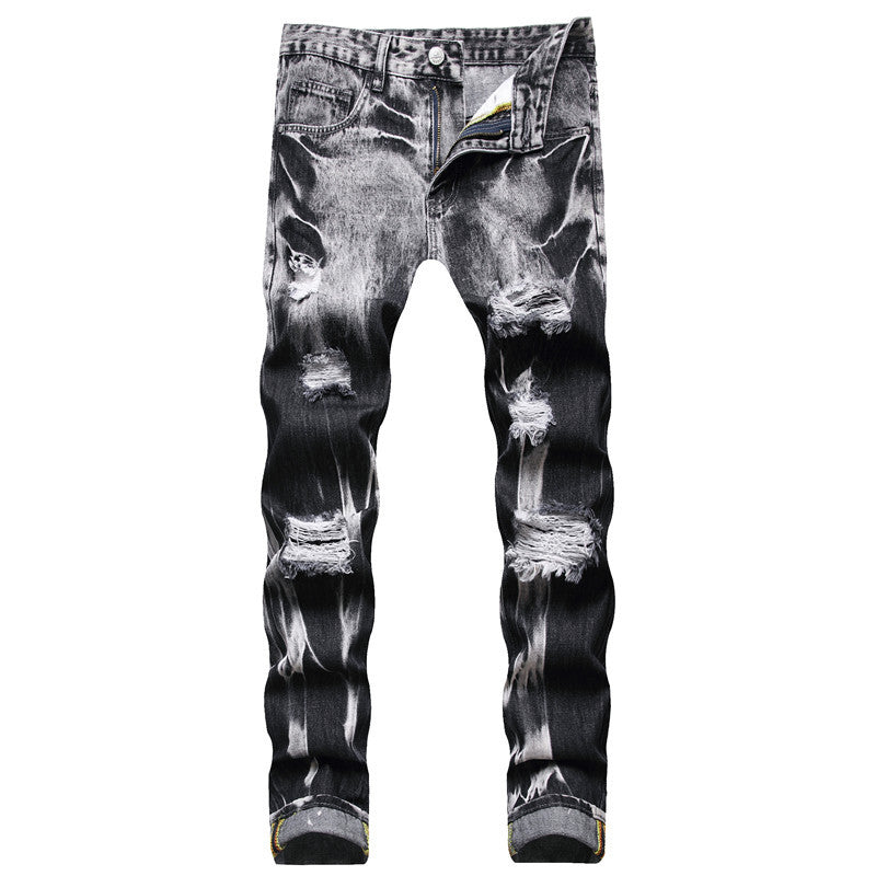Men's Plus Size Straight Ripped Casual Trousers
